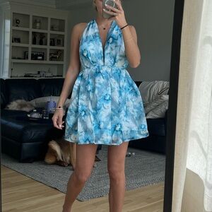 Bobbi Halter Mini Dress Blue